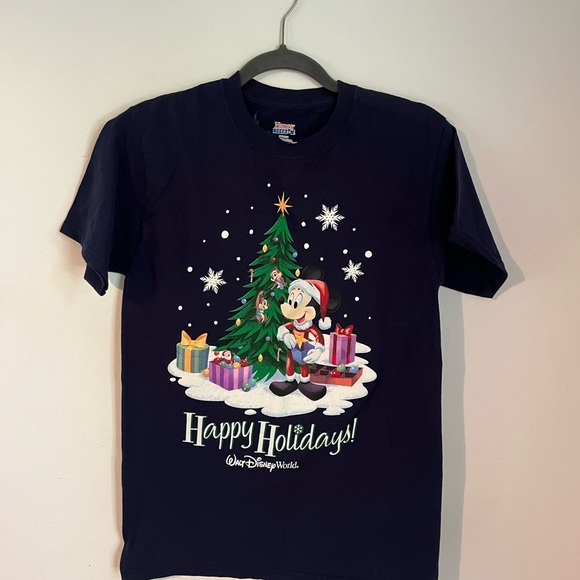 Disney Tops - Vintage Disney Holiday T-Shirt - Navy Blue